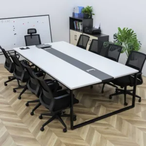 Bàn Họp Văn Phòng Màu Trắng Chân Sắt 2m4 x 1m2 - BH15