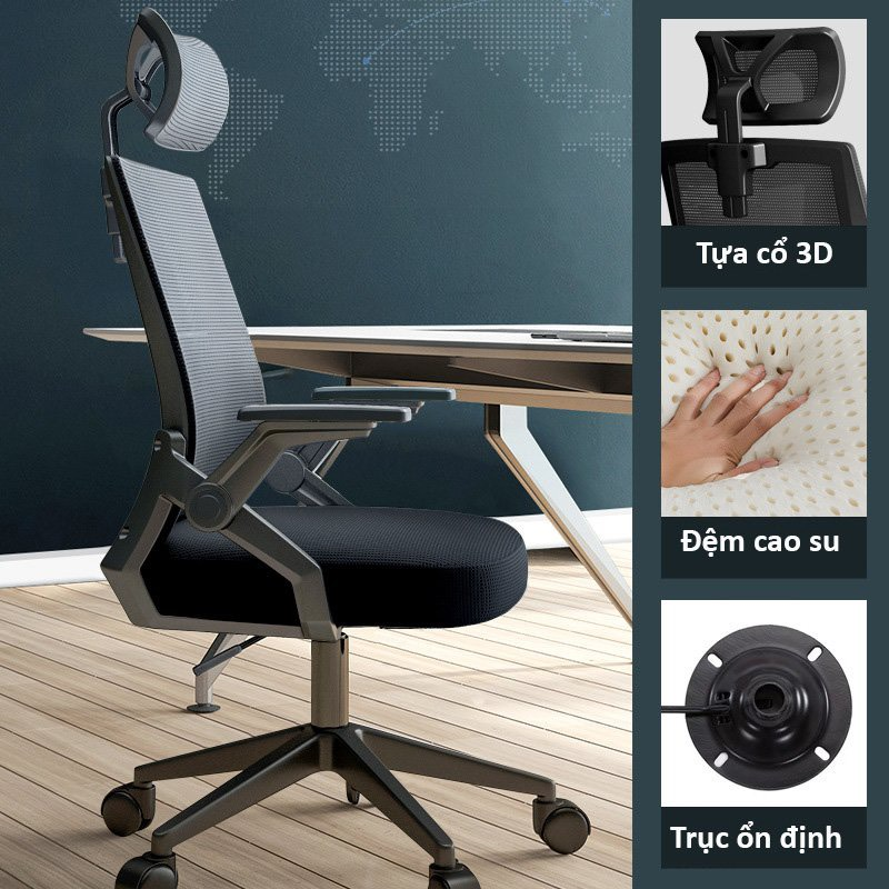 Ghế công thái học tay gập CTH-TGF03 - Ảnh 5 Ghế Xoay Tựa Đầu Tay Gập - CTH04